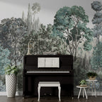 Sage Woodland Wallpaper : Soft Green Tree Canopy Mural - View 4