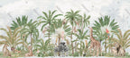 Safari Palms Wallpaper : Monkeys and Parrots Kids Mural - View 2
