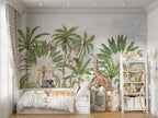 Safari Palms Wallpaper : Monkeys and Parrots Kids Mural - View 5