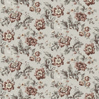 Vintage Brown Floral Wallpaper : Chintz Flower Pattern on Grey Mural - flat design