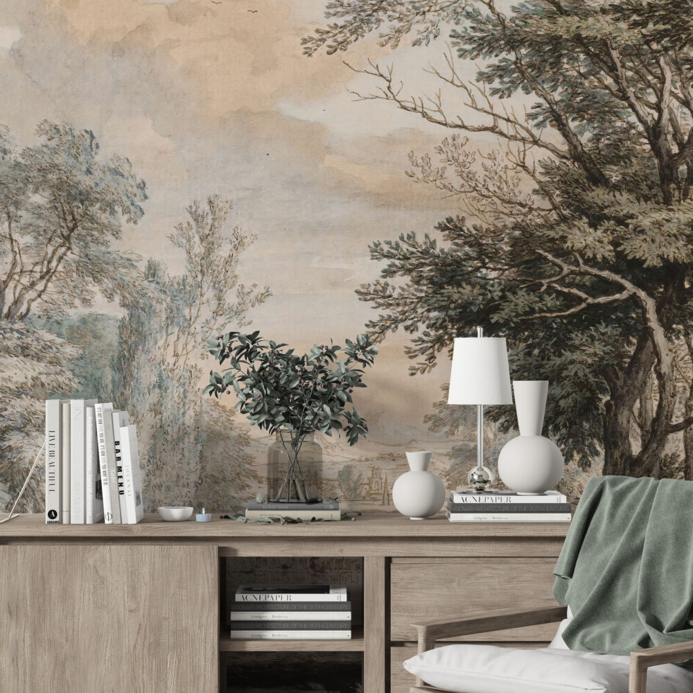 Ancient Rome Landscape Wallpaper : Classical Valley Mural - View 6
