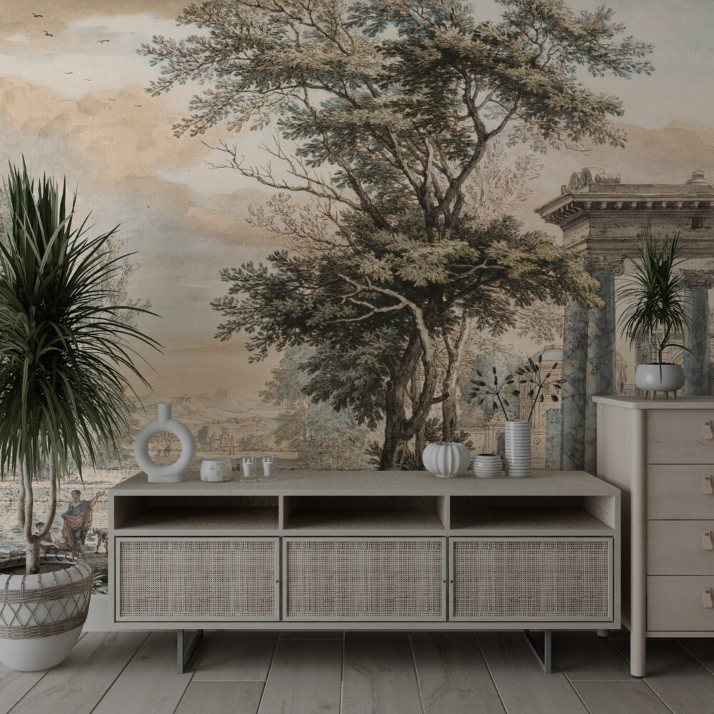 Ancient Rome Landscape Wallpaper : Classical Valley Mural - View 5