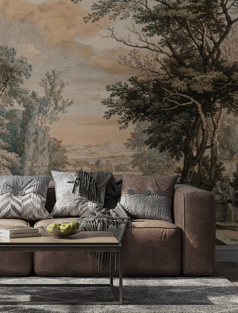 Ancient Rome Landscape Wallpaper : Classical Valley Mural - View 4