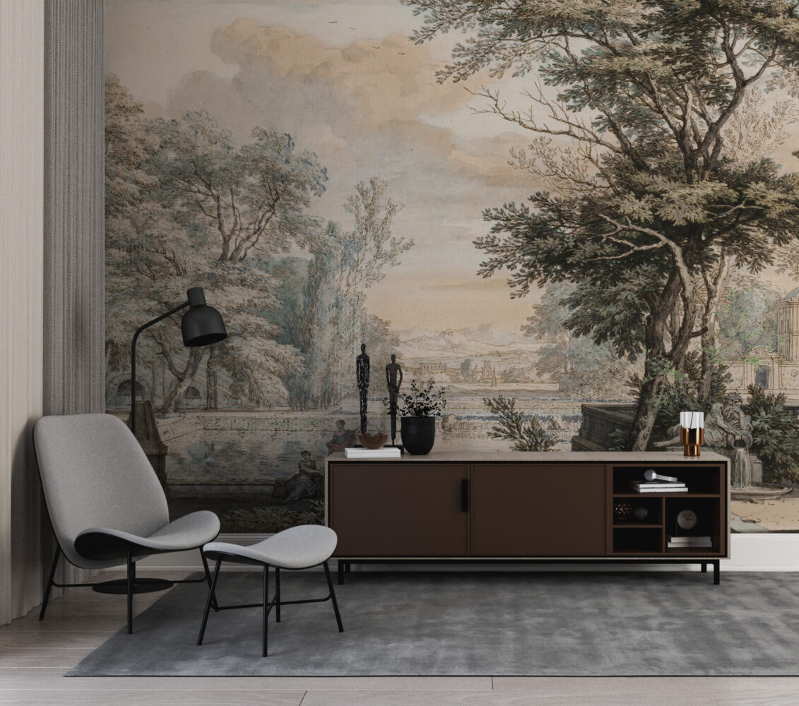 Ancient Rome Landscape Wallpaper : Classical Valley Mural