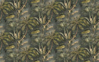 Palm and Banana Leaf Wallpaper : Olive Tropical Pattern Mural - flat design