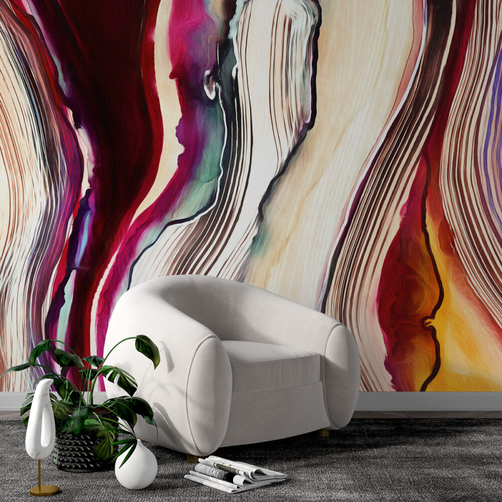 Colorful Brush Stroke Wallpaper : Abstract Ribbon Mural - View 2