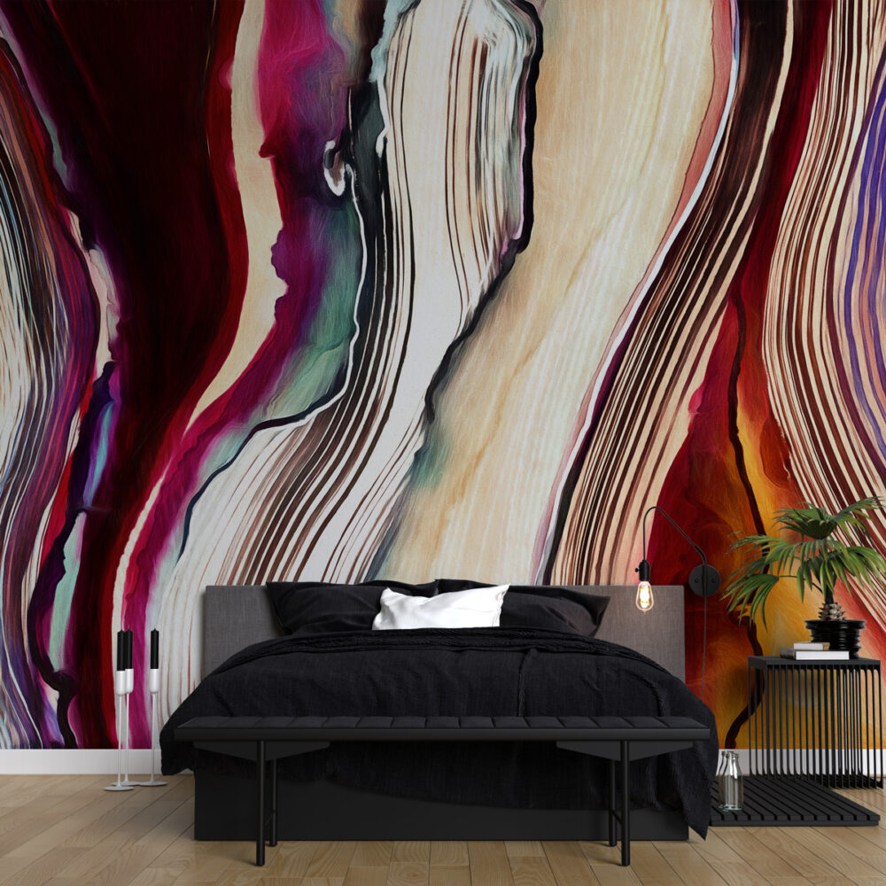 Colorful Brush Stroke Wallpaper : Abstract Ribbon Mural - View 3