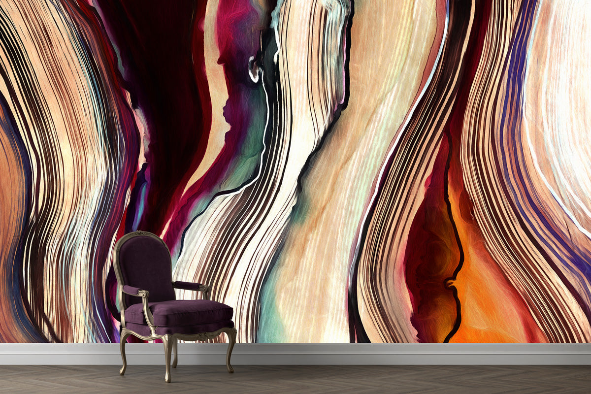 Colorful Brush Stroke Wallpaper : Abstract Ribbon Mural