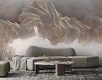 Gold Line Wave Wallpaper : Flowing Contour Abstract Mural - View 4