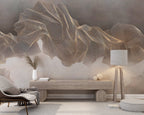 Gold Line Wave Wallpaper : Flowing Contour Abstract Mural - View 5