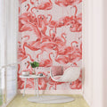 Pink Flamingos Wallpaper : Coral Flamingo Flock Mural
