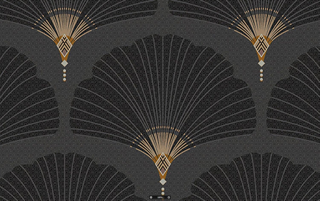 Black Art Deco Fan Wallpaper : Gold Scallop Pattern - View 5