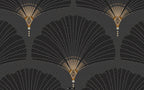 Black Art Deco Fan Wallpaper : Gold Scallop Pattern - View 5