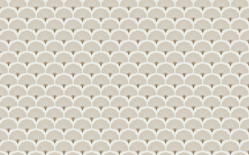Beige Art Deco Fan Wallpaper : Scallop Shell Pattern - View 2