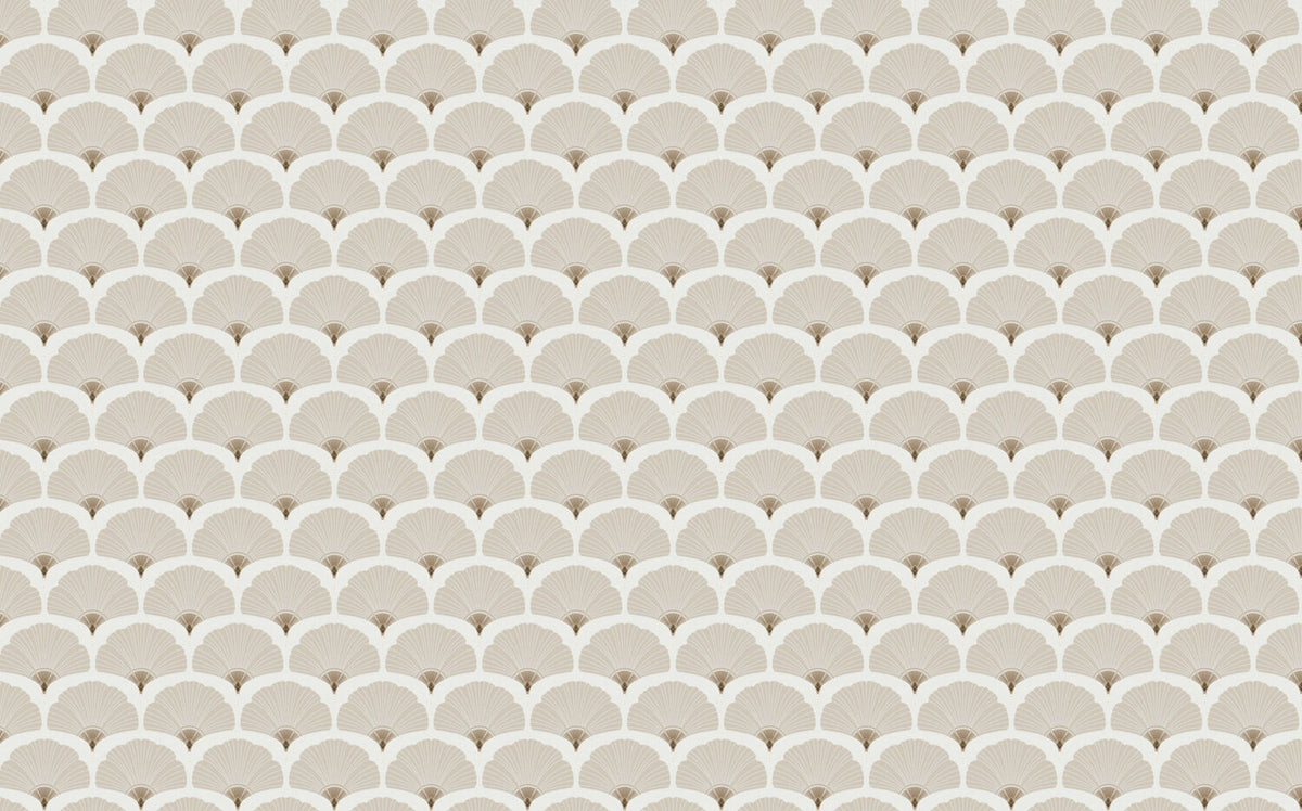 Beige Art Deco Fan Wallpaper : Scallop Shell Pattern - View 2