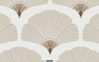 Beige Art Deco Fan Wallpaper : Scallop Shell Pattern - View 5
