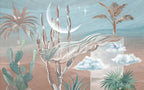 Blue Sky Desert Mirage Wallpaper : Cactus Silk Drape Mural - View 2