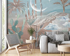 Blue Sky Desert Mirage Wallpaper : Cactus Silk Drape Mural - View 3