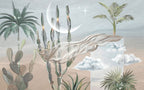 Desert Mirage Wallpaper : Cactus and Silk Drape Mural - View 2