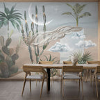 Desert Mirage Wallpaper : Cactus and Silk Drape Mural - View 3