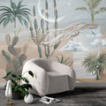 Desert Mirage Wallpaper : Cactus and Silk Drape Mural