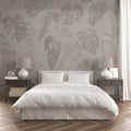 Grey Tropical Leaves Wallpaper : Soft Monstera Tonal Mural