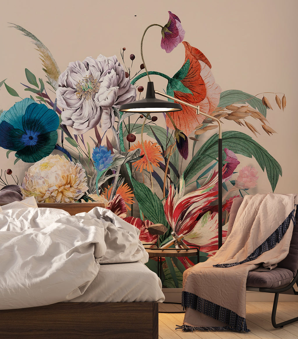 Exotic Bouquet Wallpaper : Colourful Flower Arrangement Mural - View 2