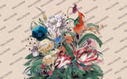 Exotic Bouquet Wallpaper : Colourful Flower Arrangement Mural - flat design