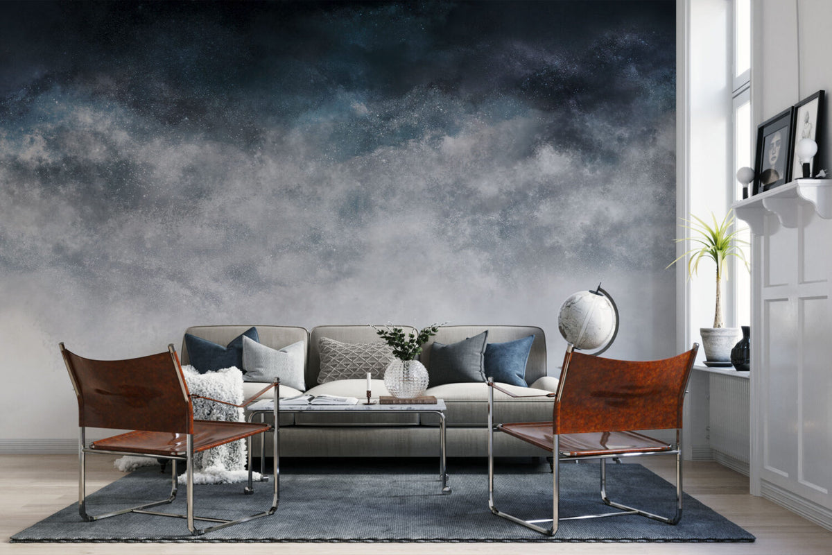 Navy Concrete Wallpaper : Stormy Blue Texture Mural - View 3