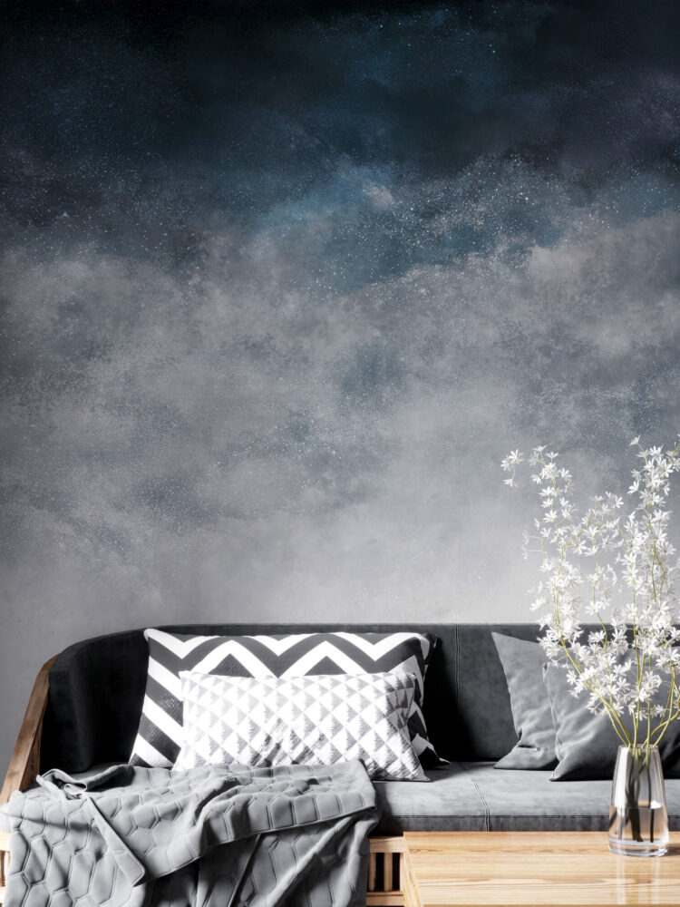 Navy Concrete Wallpaper : Stormy Blue Texture Mural - View 4