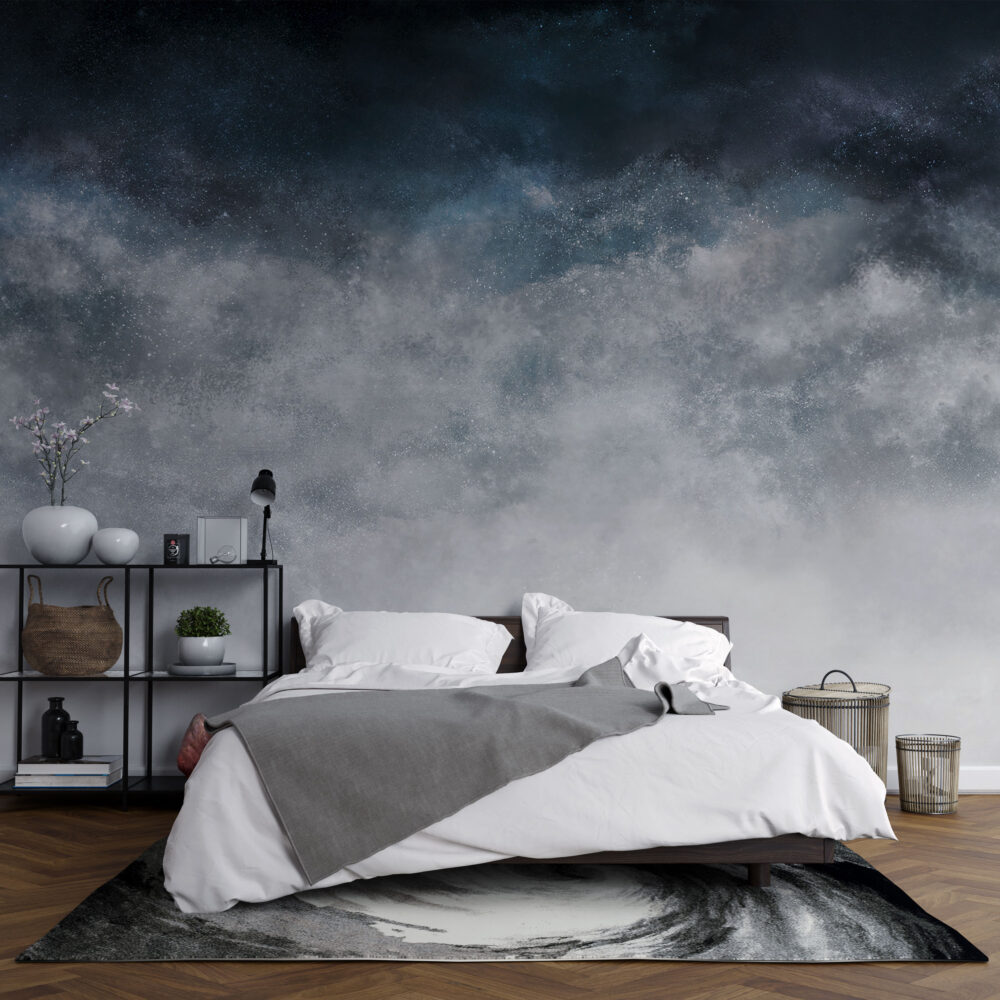 Navy Concrete Wallpaper : Stormy Blue Texture Mural - View 5