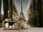 Eiffel Tower Arches Wallpaper : Paris View Through Ruins Mural - View 2