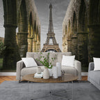Eiffel Tower Arches Wallpaper : Paris View Through Ruins Mural - View 3