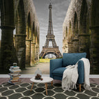 Eiffel Tower Arches Wallpaper : Paris View Through Ruins Mural