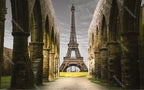Eiffel Tower Arches Wallpaper : Paris View Through Ruins Mural - flat design