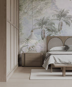 Pale Tropical Forest Wallpaper : Soft Palm Jungle Mural - View 3
