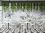 Pale Tropical Forest Wallpaper : Soft Palm Jungle Mural - View 5