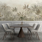 Sepia Jungle Deer Wallpaper : Banana Leaf Tropical Mural - View 5