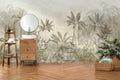 Sepia Jungle Deer Wallpaper : Banana Leaf Tropical Mural