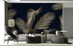 Gold Palm Wallpaper : Navy Tropical Leaves Mural - View 5