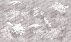 Taupe Wildflower Wallpaper : Line Botanical Mural - View 2