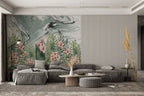 Pink Frangipani Wallpaper : Tropical Leaves Marble Mural - View 4