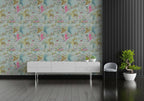 Palm and Parrot Wallpaper : Mint Tropical Pattern - View 3