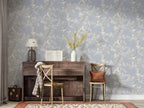 Nightingale Vine Wallpaper : Pale Blue Bird Pattern - View 2