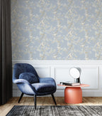Nightingale Vine Wallpaper : Pale Blue Bird Pattern - View 4
