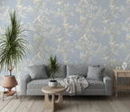 Nightingale Vine Wallpaper : Pale Blue Bird Pattern - View 5