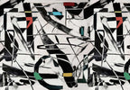 Abstract Black and White Wallpaper : Graphic Brush Shapes Mural - flat design