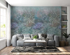 Painterly Grass Wallpaper : Lavender Meadow Mural - View 4