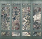 Tapestry Panel Wallpaper : Vintage Floral Panels with Moulding Mural - flat design