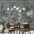 Tapestry Panel Wallpaper : Vintage Floral Panels with Moulding Mural